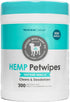 Petkin Hemp Pet Wipes for Dogs and Cats, 200 Count - Soothing Vanilla Scent, Conditions Face, Eyes, and Body