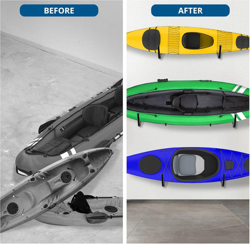 LUGO Heavy Duty Steel Storage Hooks - Wall Mounted Rack for Hanging Canoes, Kayaks, Surfboards, and Bikes