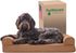 Furhaven Memory Foam Dog Bed for Medium/Small Dogs with Removable Bolsters & Washable Cover, Quilted Sofa, Toasted