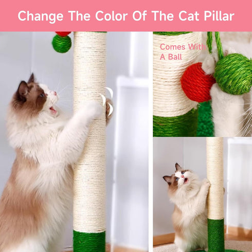 Multicolor Natural Hemp Rope for Cat Scratching Posts - 1/4" Replacement Rope for DIY Jute Twine, Includes Play Ball