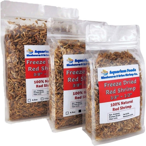 Aquatic Foods Inc. Red Shrimp, 3/8" to 1/2" Floating Freeze Dried Red Shrimp for All