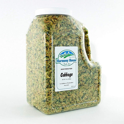 Backpacking, 24 Harmony House Foods Dehydrated Cabbage Flakes - Air Dried Vegetables for Soup and Cooked Dishes, Great