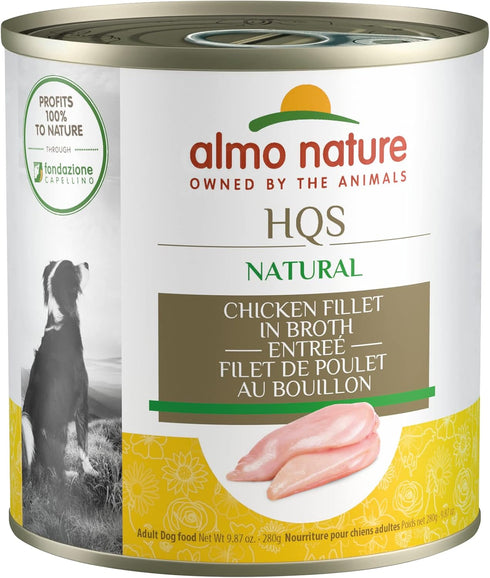 almo nature HQS Natural Chicken Fillet Entree in Broth - Gluten Free, Additive Free, Adult Dog Canned Wet Food -