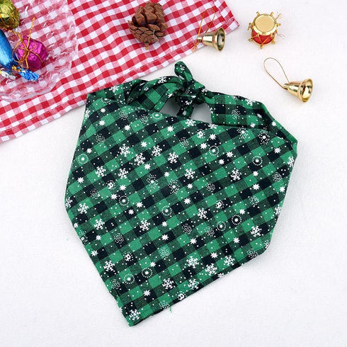 YangQian Christmas Bandana Dog Scarf Large Medium Small Dog Kerchief Bandana Holidays Triangle Cat Bib Green Plaid Pet