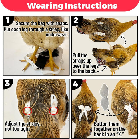 Revoloza 3rd-Upgrade 3D 3D Reusable Chicken Diapers for Indoor Chickens Leak-Proof Pouch with Replaceable Bag