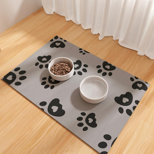 Pet Feeding Mats 12"x20"- Absorbent Dog Mat for Food and Water, Rubber
