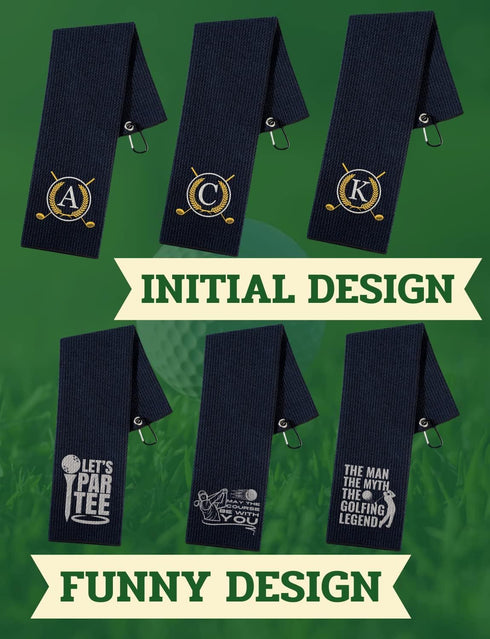 Monogrammed Golf Towels Gift - 16”x 24” Microfiber for Golf Bags, Men Women, National Golf Day, Birthday, Christmas,