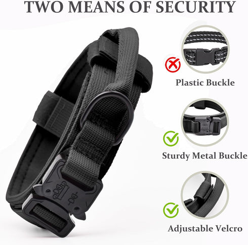 Tactical Dog Collar, Adjustable Military Training Nylon Collar with Control Handle for Small Medium Large Dogs