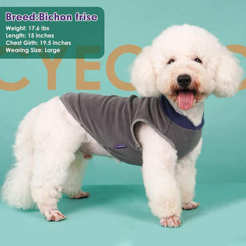 cyeollo 2 Pack Fleece Dog Sweater, Stretchy Pullover Soft Jacket with Reflective Stripe for Small Dogs Grey & Blue