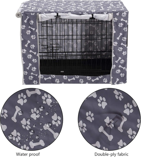 Pethiy Durable Polyester Dog Crate Cover - Universal Fit for Most 24 Inch Wire Dog Crates - Cover Only - Sky Gray