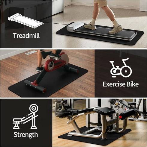 EnamelEVO 100% Treadmill Mat for Hardwood Floors - Recycled Rubber Mat for Home Gym Flooring, Durable Workout Fitness