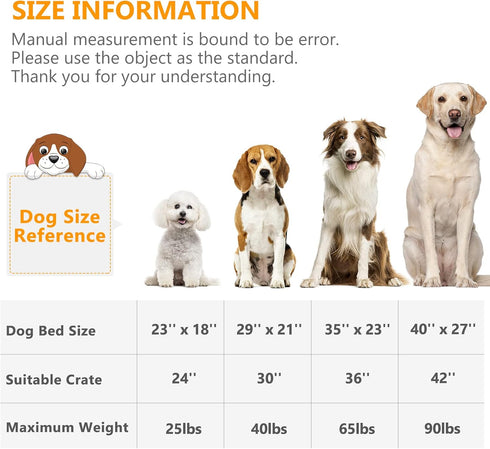 Washable Anti-Slip Dog Bed Kennel Pad Crate Mat for Small Dogs and Cats (24-inch)