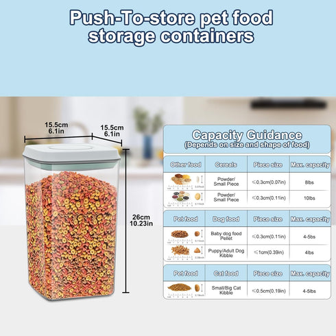 4.2Qt 2Pack 1 1 LEAWALK Airtight Dog Cat Food Storage Container and Dog Treat Containers BPA-Free, PET Clear Stackable