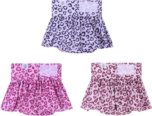 CuteBone Female Dog Diapers with Skirts 3 Pack Reusable Puppy Dresses Pants