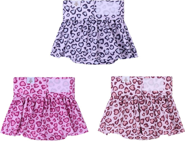 CuteBone Female Dog Diapers with Skirts 3 Pack Reusable Puppy Dresses Pants