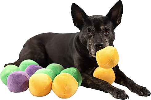 Midlee Squeaky and Crinkley Plush Dog Balls, Set of 8 (3 1/2" Refill Hide a Ball)