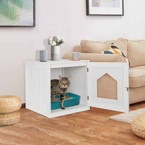 ZENY White Cat House & Litter Box Enclosure with Ventilation