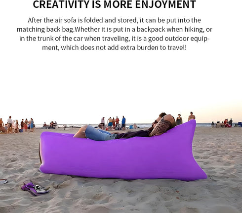 Generic Hammock Inflatable Couch Air Sofa Portable, Waterproof Anti Air Leaking Design Camping Chair for Traveling