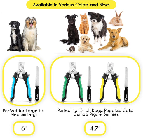 Candure Dog Nail Clippers - Professional Cat Nail Trimmers for Small to Medium Breeds with Safety Guard