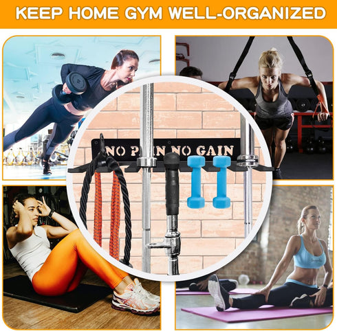Gym Home Rack, 8 Hook Heavy-Duty Wall-mounted Organizer, Multi-Purpose Workout Gear Storage for Fitness