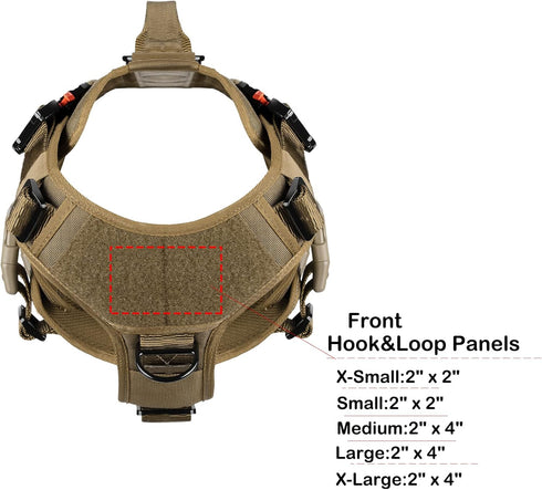 ICEFANG GN3 Tactical Dog Harness, XL (32"-40" Girth), Coyote Brown, 6X Buckle, No Pulling Front Clip