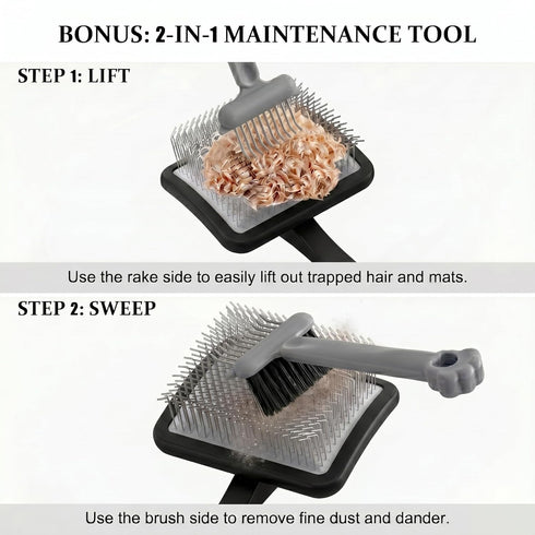4-in-1 Wooden Slicker Brush for Dogs, Dog Brush Grooming Kit for Doodles Goldendoodles & Poodles - Gently Removes Loose