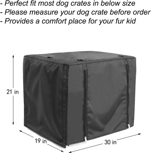 Durable Dog Crate Cover for Large Pet Kennel | Double Door Universal Fit for 24-48 inches Wire Dog Crate (30 Inch)