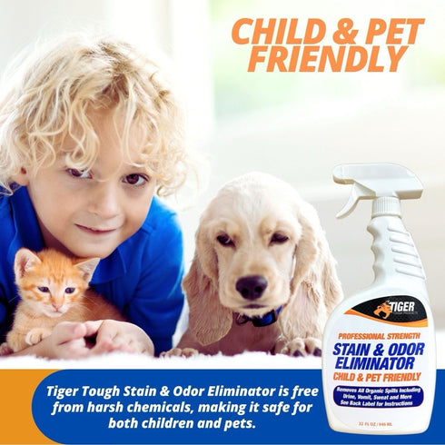 Pet Stain and Odor Remover, Enzyme Cleaner for Home & Professional Use, 32 Ounce Spray for Dog & Cat Urine, Feces, Vomit