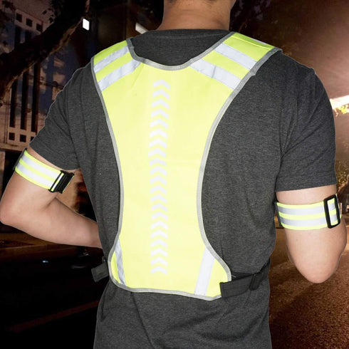 Reflective Running Vest Gear with Pocket for Women, Men, Kids, Safety Reflective Vest Bands for Night Cycling, Walking,