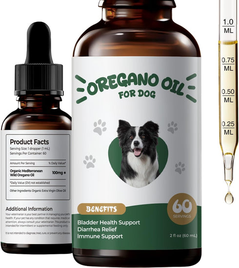 BrightBarki Oregano Oil for Dogs Drops, Organic Oil of Oregano in Extra Virgin