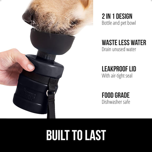 GORILLA GRIP Dog Water Bottle, Portable Leak Proof Water Bowl Dispenser for Dogs, 12 oz Pet Travel Squeeze Bottles,