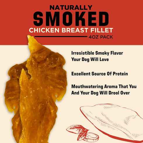 Barkworthies USA Hickory Smoked Chicken Jerky Dog Treats, 4 oz, All Natural, High Protein Real Chicken Breast
