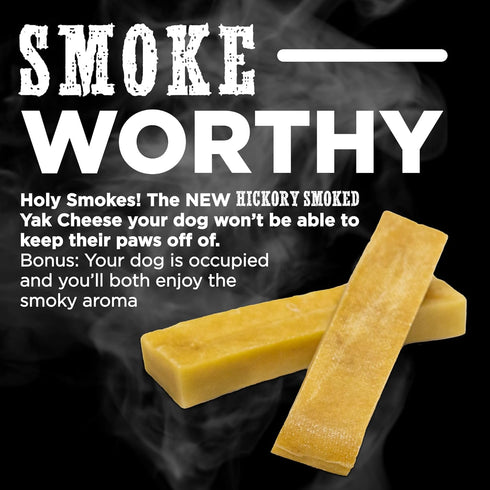Premium Hickory Smoked 100% Natural Himalayan Yak Cheese for Dogs - Large 4 Pack, No Additives, Lactose Free