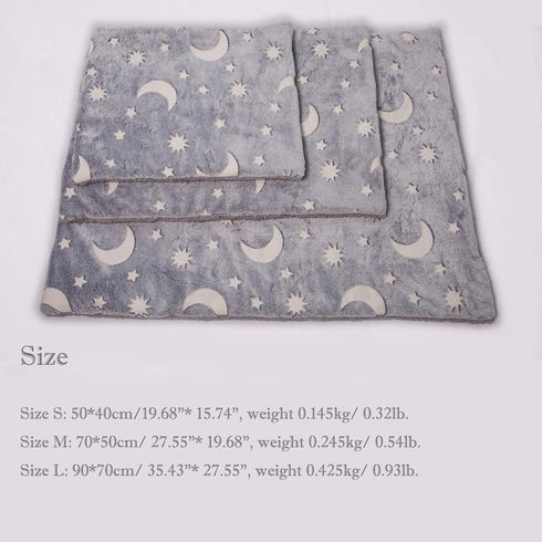 SEIS Reflective Pet Warm Mat, Winter Dog Sleeping Pad Flannel Cat Bed with Star Moon Design for Small Medium Large Dogs