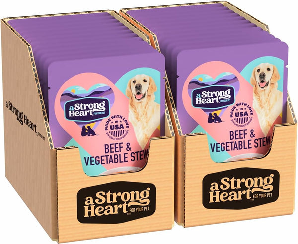 A Strong Heart Wet Dog Food Pouches, Beef & Vegetable Stew, 3.5