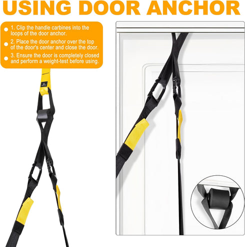 Resistance Training Kit, 2 Adjustable Bodyweight Resistance Bands with Handles, 1 Door Anchor, 5 Resistance Loop Bands