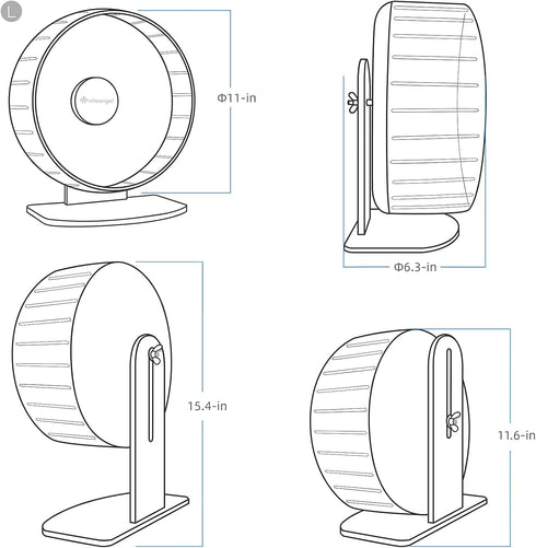 Niteangel Super-Silent Hamster Exercise Wheels - Quiet Spinner with Adjustable Stand for Small Animals (L, Mint Green)