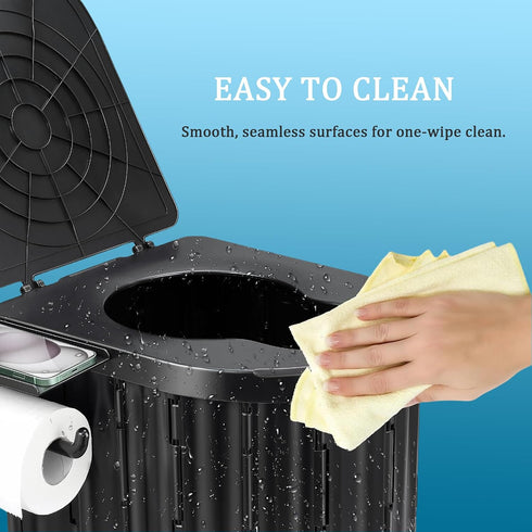 300LBS Portable Folding Toilet for Adults Camping, Weight Capacity Porta Potty with Removable Toilet Paper Holder