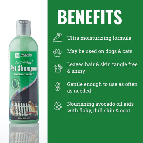 Kenic Ultra Nourishing AVO-Med Pet Shampoo, Made in USA, Soap & Paraben Free, pH Balanced, Naturally Derived Ingredients