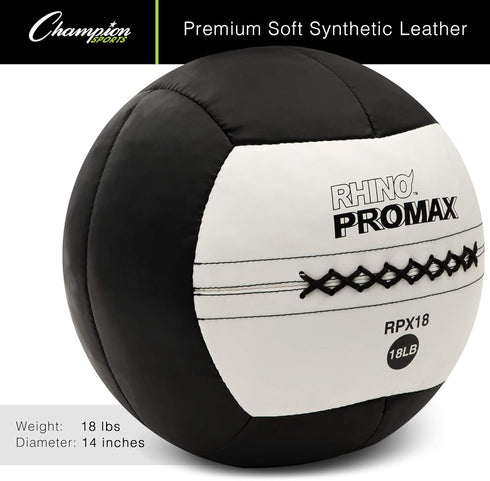Champion Sports Rhino Promax Wall Balls - Soft Shell Non-Slip Grip for Weightlifting, Plyometrics, Cross Training