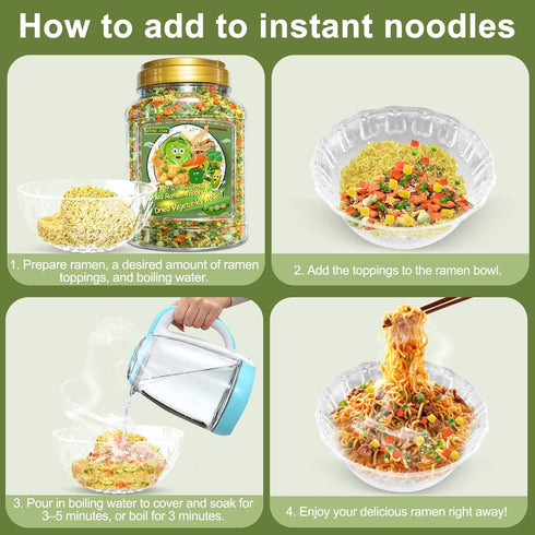 9-Veggie 16oz 1 LB Toppings for Ramen, All Natural Vegetable Instant Ramen Toppings, Dehydrated Veggies for Noodles
