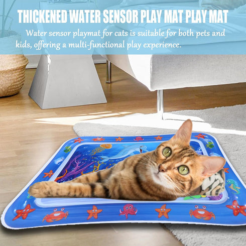 WNWBFM Mat,2024 Water Sensory Play Mat for Cats,Thickened Water Sensor Play New Cat Water Play Mat,Water Sensory