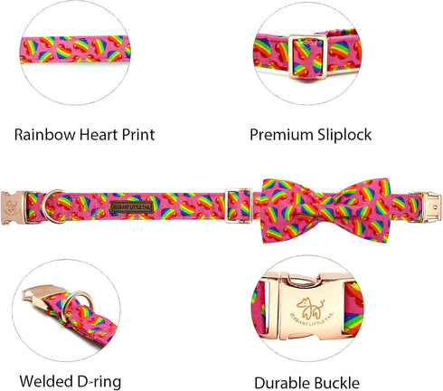 Elegant little tail Dog Collar, Rainbow Dog Collar Pet Collar LGBT for Pride Month Pet Collar Dog Girl Boy Adjustable Dog Collar for Large Dogs