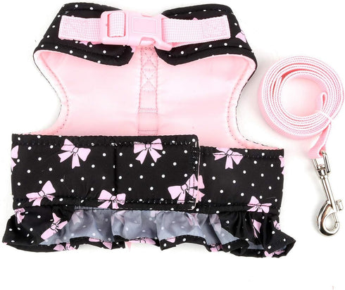 Zunea No Pull Small Dog Girl Harness Dress, Escape Proof Cat Kitten Vest Leash Set for Walking (Black S)