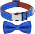 Rhea Rose Dog Collar with Bow Tie, Soft Durable Gift for Girl or Boy, Blue Dot Small