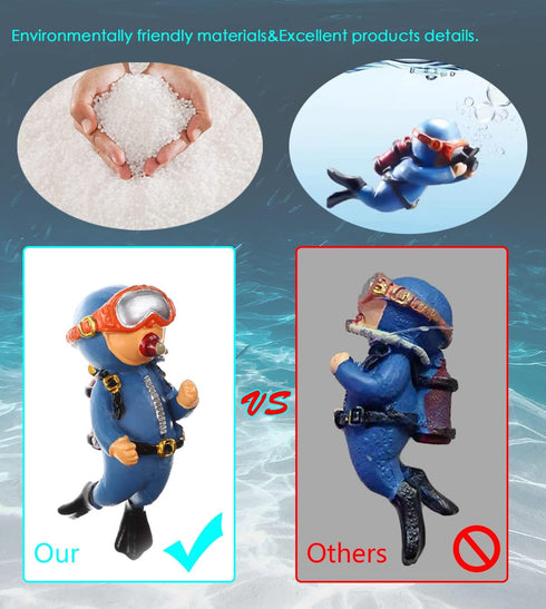 2-Pack Cute Little Diver Aquarium Decorations | Floating Accessories for Fish Tanks