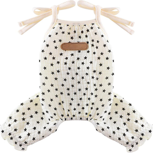 Dog Pajamas Summer Clothes for Small Dogs, Star Strap Puppy Onesie Pjs for Doggie, Beige, XL
