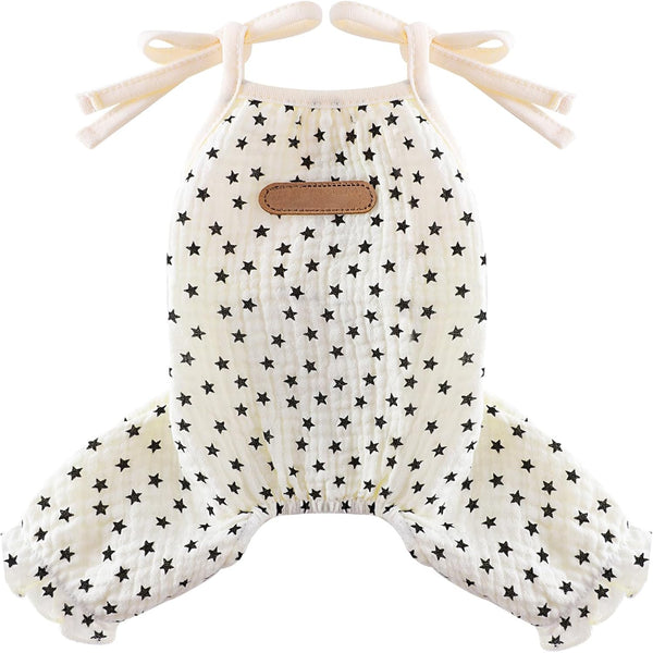 Dog Pajamas Summer Clothes for Small Dogs, Star Strap Puppy Onesie Pjs for Doggie, Beige, XL