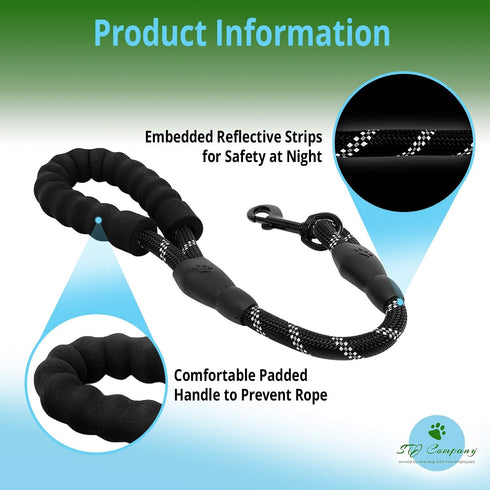 Short Training Leash for Dogs, 18” Rock Climbing Rope with Swivel Metal Snap-Bolt for Walking