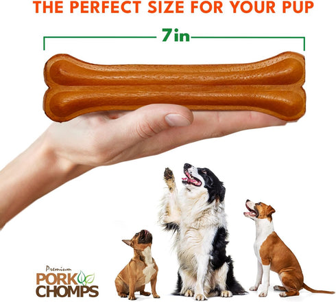 7-inch 1 Count (Pack 2) Pork Chomps Roasted Pressed Pork Skin Dog Chew, Bone